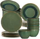 Leonardo Tableware setMatera (dinner plates + Deep plates + breakfast plates + Bowls) - Green - 24-piece / 6 people