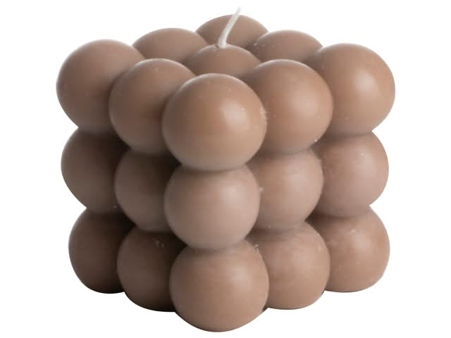 Gusta Pillar Candle / Bubble Candle Cube - Brown - 8 x 8 cm