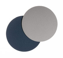 Jay Hill Coasters - Vegan leather - Grey / Blue - double-sided - ø 10 cm - 6 pieces