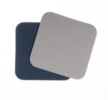 Jay Hill Coasters - Vegan leather - Gray / Blue - double-sided - 10 x 10 cm - 6 pieces