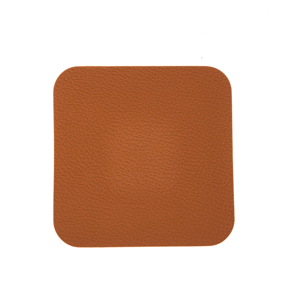 Jay Hill Coasters - Vegan leather - Black / Cognac - double-sided - 10 x 10 cm - 6 pieces