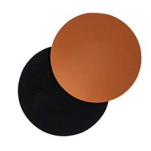 Jay Hill Coasters - Vegan leather - Black / Cognac - double-sided - ø 10 cm - 6 pieces