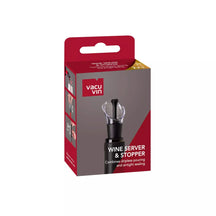 Vacu Vin Wine Pourer and Wine Stopper - 2-in-1 - Black - 2 Pieces