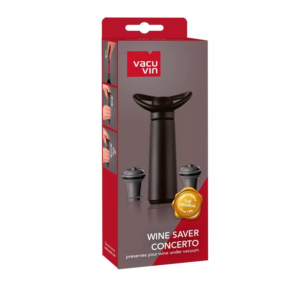 Vacu Vin Wijnpomp met 2 wijnstoppers - Wine Saver Concerto - Zwart