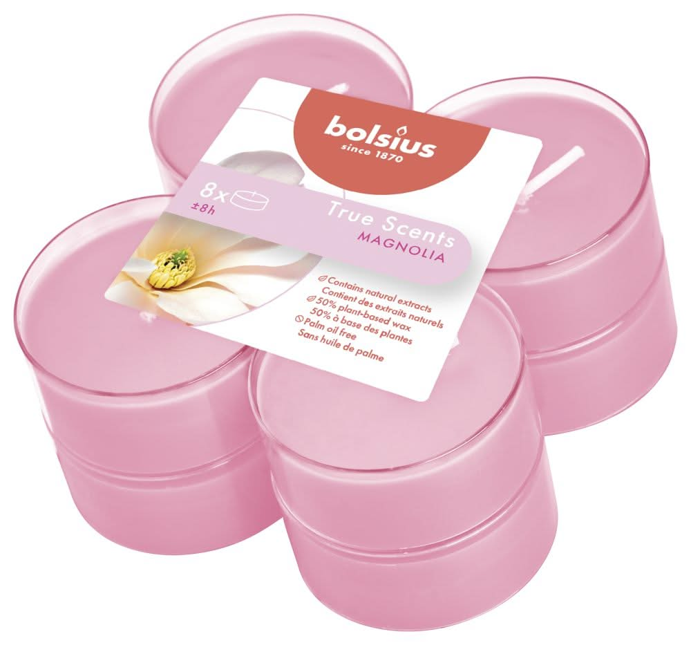 Bolsius Maxi Waxinelichtjes True Scents Magnolia 8 Stuks