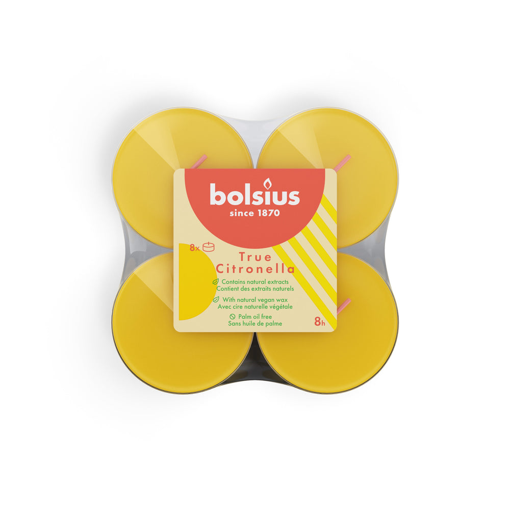 Bolsius Maxi Waxinelichtjes True Citronella - 8 Stuks