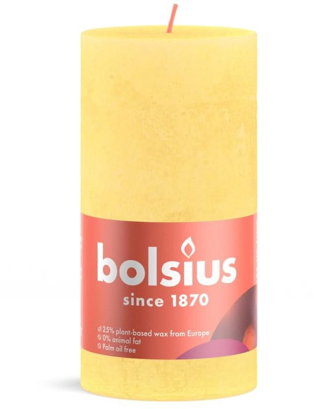 
Bolsius Pillar Candle Rustic Sunny Yellow - 13 cm / ø 7 cm