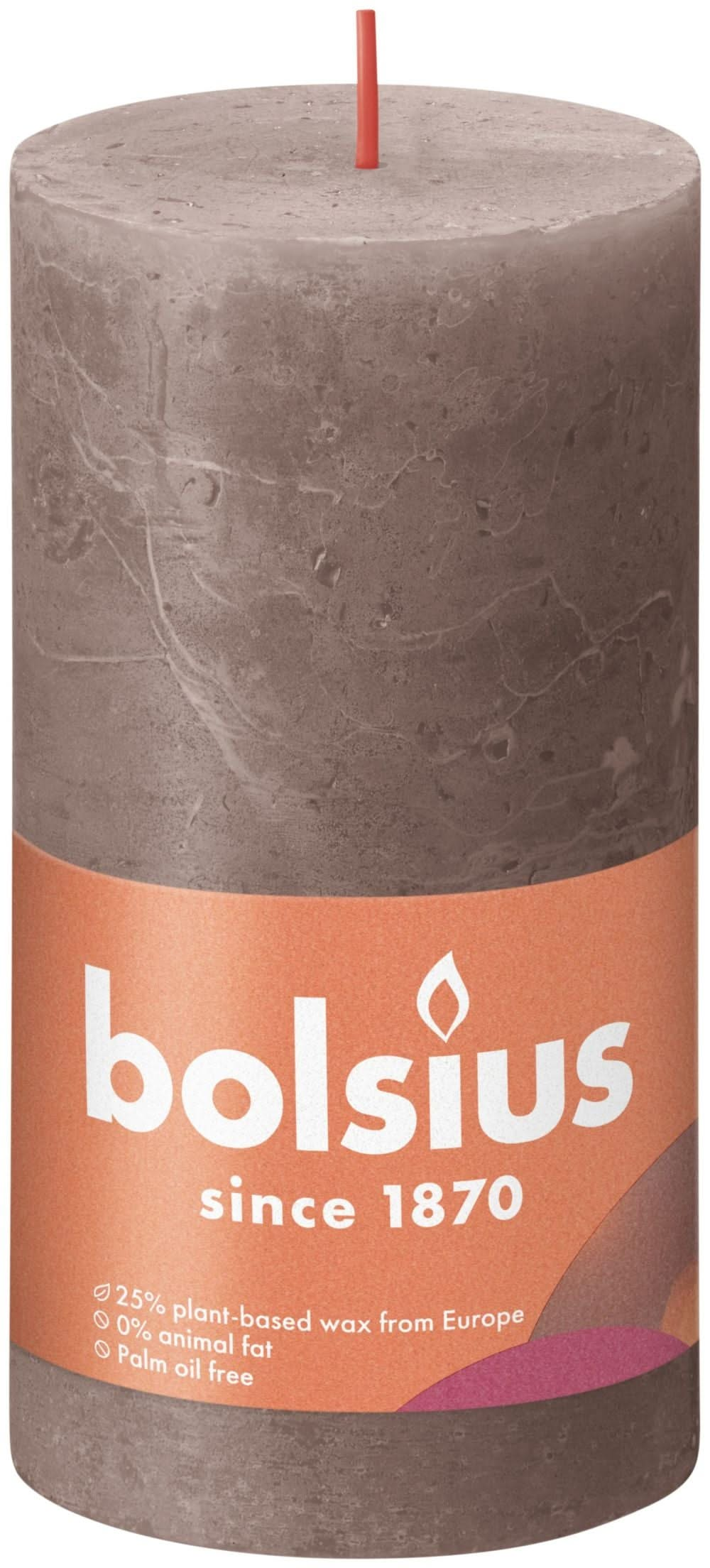 
Bolsius Pillar Candle Rustic Taupe - 13 cm / ø 7 cm