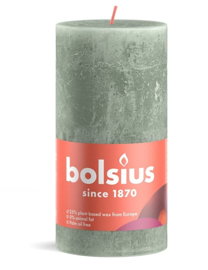 Bolsius Pillar Candle Rustic Jade Green - 13 cm / ø 7 cm