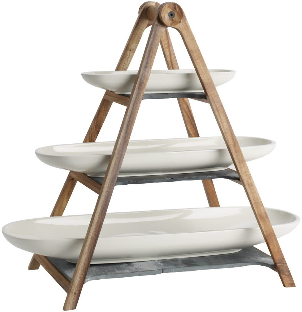 Villeroy & Boch Afternoon Tea Stand / Serving Tower Artesano Original - Wood - 3-Layer - with serving bowls