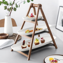 Villeroy & Boch Afternoon Tea Stand / Serving Tower Artesano Original - Wood - 3-Layer - with serving bowls