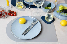 Jay Hill Placemats - Vegan leather - Grey / Blue - Bread - double-sided - 44 x 30 cm - 6 Pieces