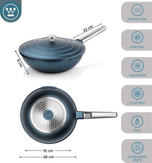 Westinghouse Performance Pan Set (Wok Pan + Grill Pan) ø 28 cm - Blue - Induction and all other heat sources