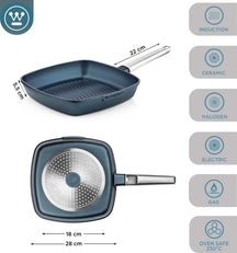 Westinghouse Performance Pan Set (Wok Pan + Grill Pan) ø 28 cm - Blue - Induction and all other heat sources