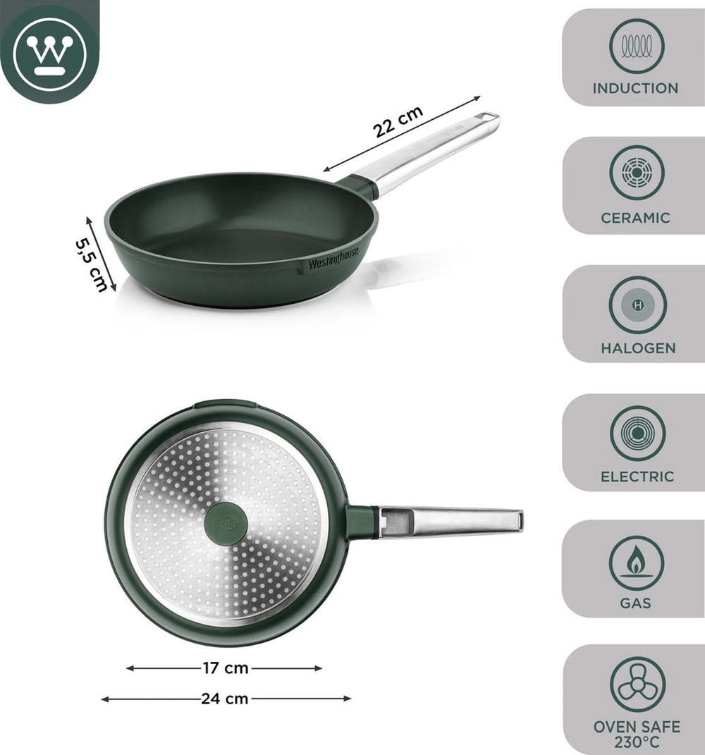 Westinghouse Koekenpannenset Performance - ø 24 en 28 cm - Groen - Inductie en alle andere warmtebronnen