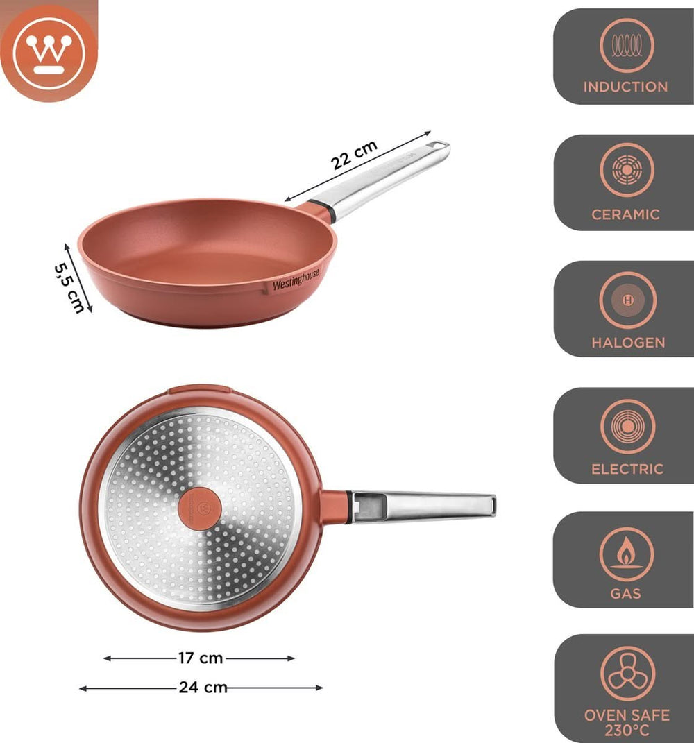 Westinghouse Frying Pan Set Performance ø 24 and 28 cm - Red - Induction and all other heat sources