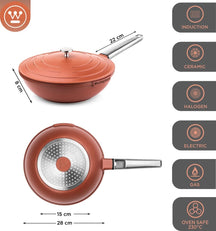 Westinghouse Performance Pan Set (Wok Pan + Grill Pan) ø 28 cm - Red - Induction and all other heat sources