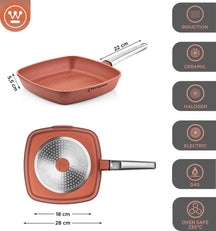 Westinghouse Performance Pan Set (Wok Pan + Grill Pan) ø 28 cm - Red - Induction and all other heat sources