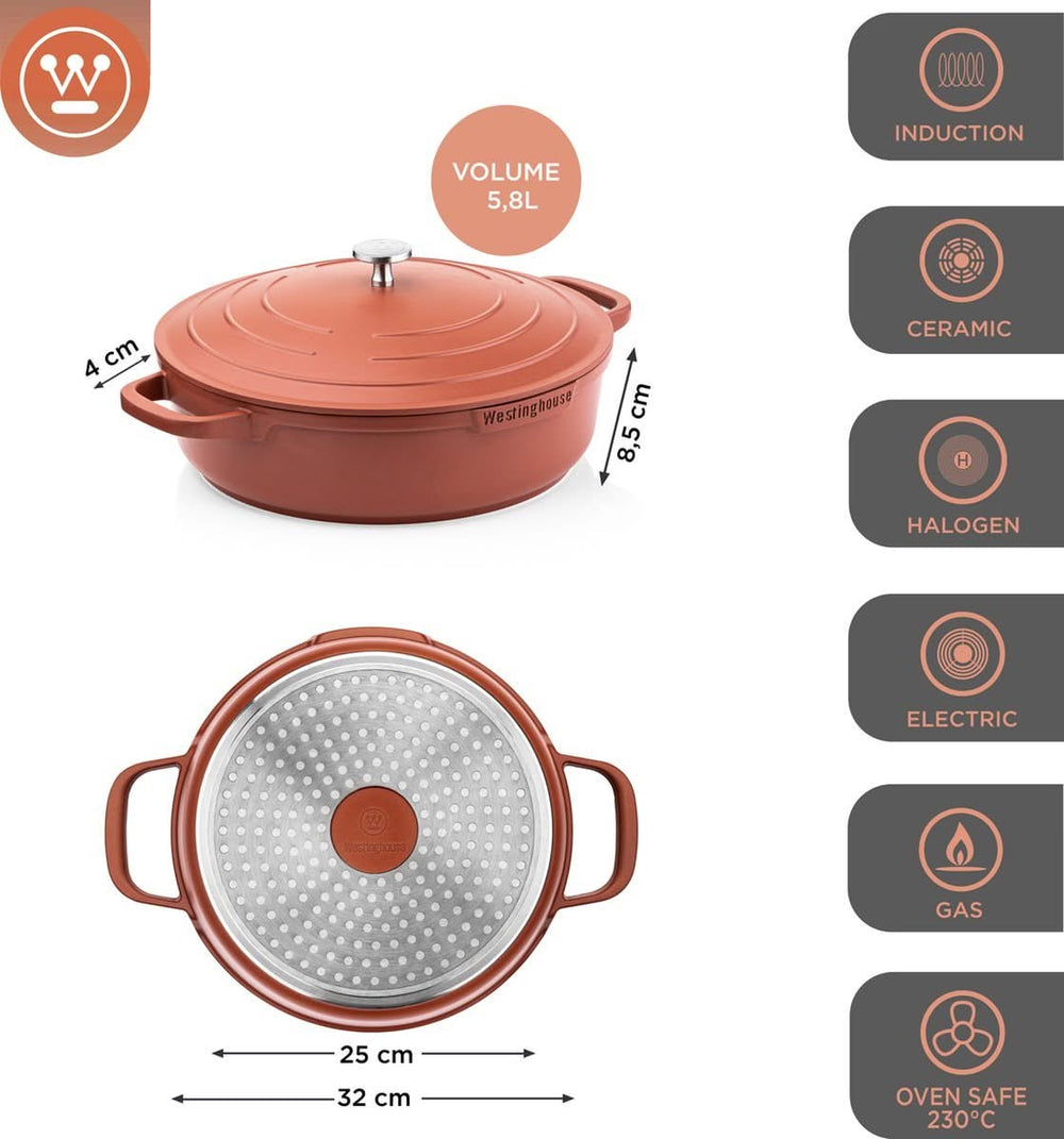 
Westinghouse Pan Set Performance - Red - 8 pans - Complete pan set - Induction and all other heat sources