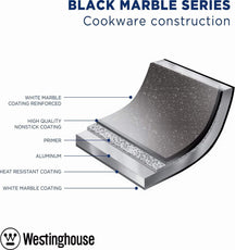 Westinghouse Pan Set Marble Wood (Wok pan ø 30 cm + Roasting pan + Snack pan ø 28 cm) - Induction and all other heat sources