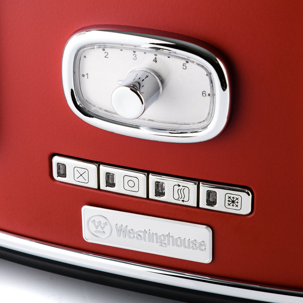 Westinghouse Retro Waterkoker + Broodrooster 4 Sleuven - Rood