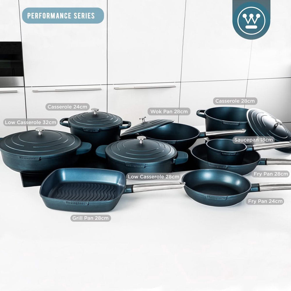 Westinghouse Performance Pan Set (Wok Pan + Grill Pan) ø 28 cm - Blue - Induction and all other heat sources