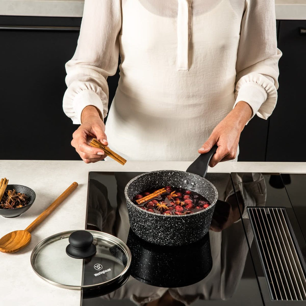 Westinghouse Pan Set Black Marble (Roasting Pan ø 24 cm + Saucepan ø 18 cm) - Induction and all other heat sources