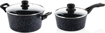 Westinghouse Pannenset Black Marble (Braadpan ø 24 cm + Steelpan ø 18 cm) - Inductie en alle andere warmtebronnen