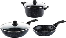 Westinghouse Cookware set Black Marble (Wok pan + Frying pan ø 30 cm + Casserole ø 28 cm) - Induction and all other heat sources