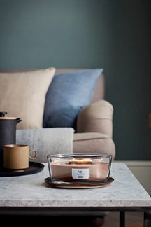 WoodWick Scented Candle Ellipse Cashmere - 9 cm / 19 cm