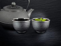 Sakura Tea Teacups - Cast Iron - Black - 2 pcs.