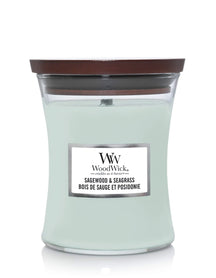 WoodWick Scented Candle Medium Sagewood & Seagrass - 11 cm / ø 10 cm