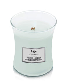 WoodWick Scented Candle Medium Sagewood & Seagrass - 11 cm / ø 10 cm