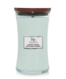 WoodWick Scented Candle Large Sagewood & Seagrass - 18 cm / ø 10 cm