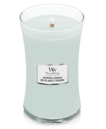 WoodWick Scented Candle Large Sagewood & Seagrass - 18 cm / ø 10 cm