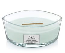 WoodWick Scented Candle Ellipse Sagewood & Seagrass - 9 cm / 19 cm - Scented Candle in Glass - Wooden Wick