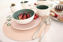 Jay Hill Placemats - Vegan leather - Gray / Pink - double-sided - ø 38 cm - 6 Pieces