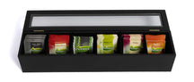 Sakura Tea Tea box - Black - 6 compartments - with Velvet - 43 x 9 cm