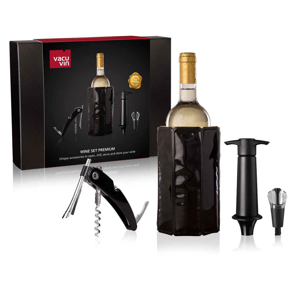 Vacu Vin Wijnset Premium - Zwart - 4 delige set