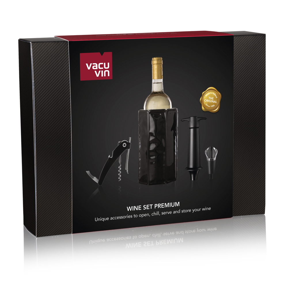 Vacu Vin Wijnset Premium - Zwart - 4 delige set