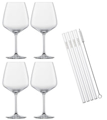 Schott Zwiesel Gin Tonic Glasses Taste 4-Piece - with straws and brush