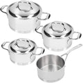 Demeyere - 4 piece Cookware set (Cooking pot ø 16 / 18 / 20 cm + sauce pan ø 16 cm) + Lids Atlantis 7 - stainless steel