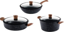 Westinghouse Pan Set Marble Wood (Wok pan ø 30 cm + Roasting pan + Snack pan ø 28 cm) - Induction and all other heat sources