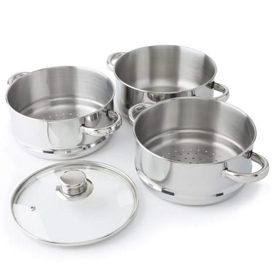 Cooking Stoompan / Rijst en Groente Stomer - ø 20 cm - 3 delige set