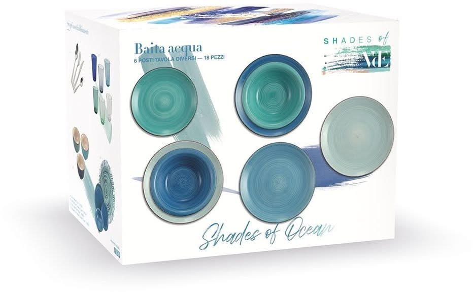 Villa d'Este Dinnerware Set Baita Acqua Ocean 18-Piece