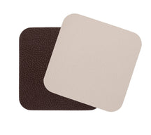 Jay Hill Coasters - Vegan leather - Brown / Sand - double-sided - 10 x 10 cm - 6 pieces