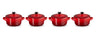 Le Creuset Serveerpan / Mini Braadpan Signature - Kersenrood - ø 10 cm / 250 ml - 4 stuks