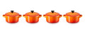 Le Creuset Serveerpan / Mini Braadpan Signature - Oranjerood - ø 10 cm / 250 ml - 4 stuks