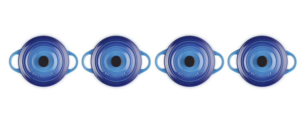 Le Creuset Serveerpan / Mini Braadpan Signature - Azure - ø 10 cm / 250 ml - 4 stuks