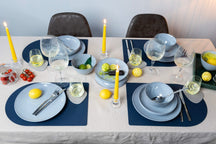 Jay Hill Placemats - Vegan leather - Grey / Blue - Bread - double-sided - 44 x 30 cm - 6 Pieces